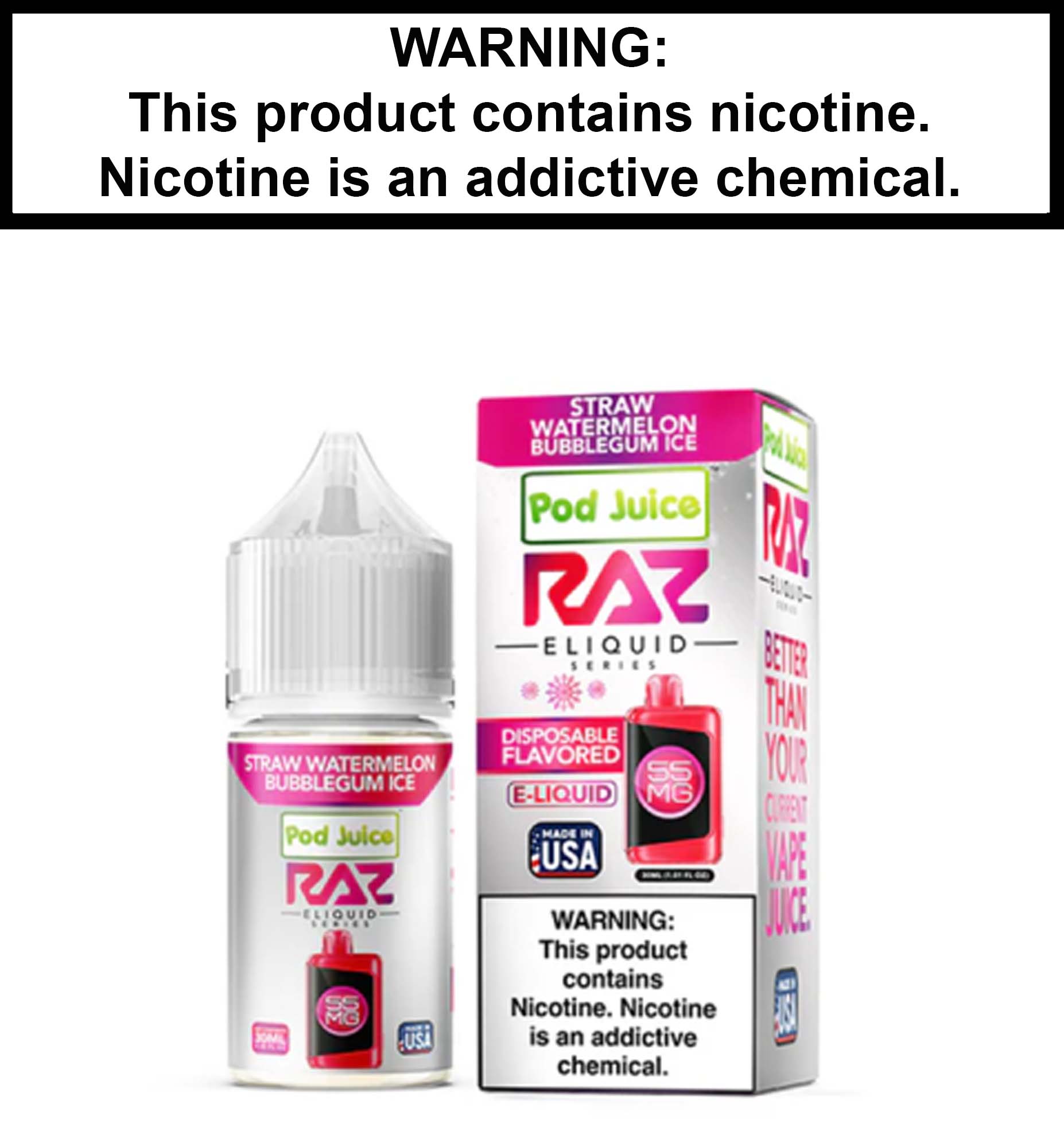 Pod Juice Straw Watermelon Bubblegum Ice (Nic Salt) Vapor Villa Pod Juice Straw Watermelon Bubblegum Ice (Nic Salt) Vapor Villa
