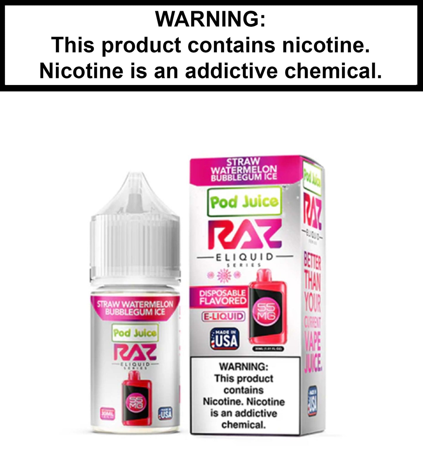 Pod Juice Straw Watermelon Bubblegum Ice (Nic Salt)